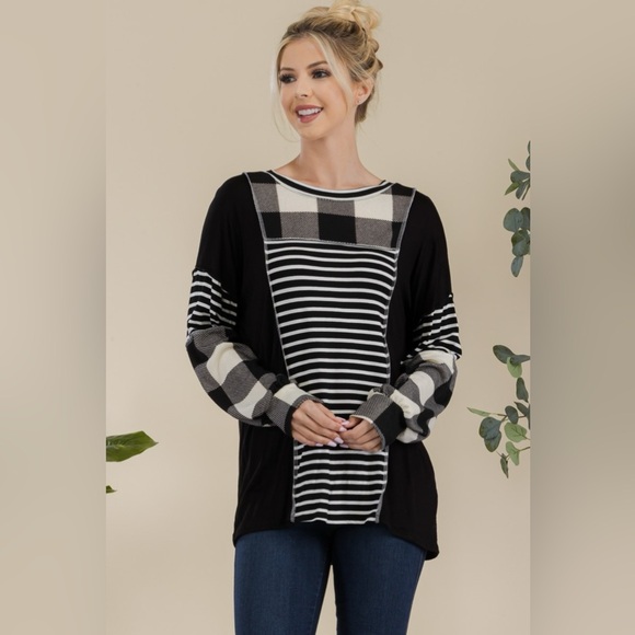 Celeste Full Size Color Block Exposed Seam T-Shirt 10010035219 - Picture 4 of 5